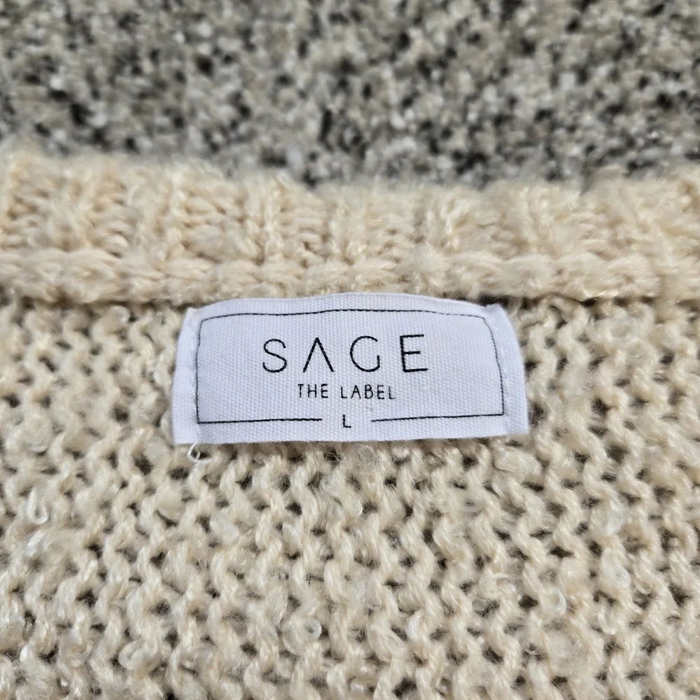 SAGE THE LABEL Home Bound Cream Ruched Long Sleeve Sweater Top Size L - Picture 11 of 13